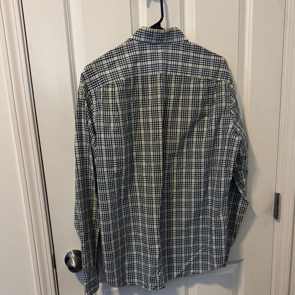 J. Crew Tailored Cut Blue and White Plaid Button-Down Shirt
